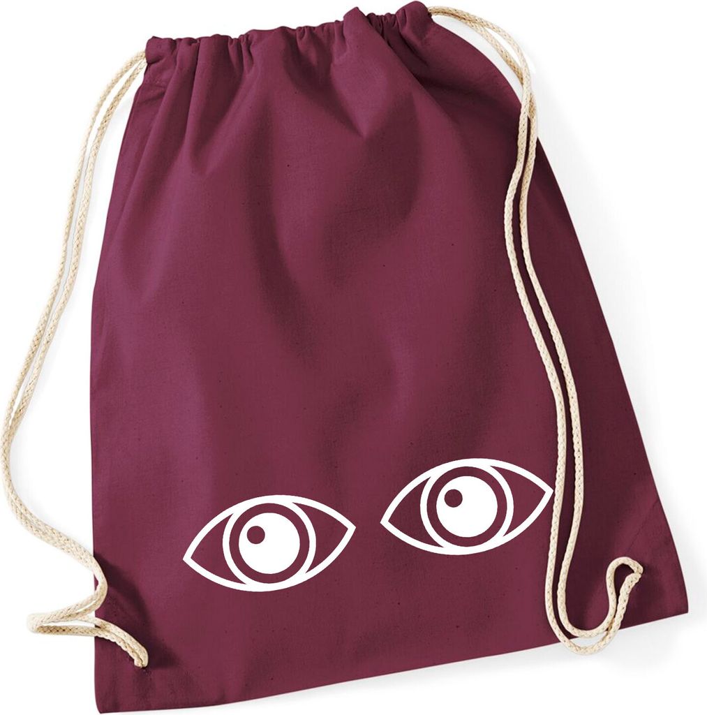 Huuraa Turnbeutel Augen Eyes 12 Liter Burgundy Baumwolle Produktbild 