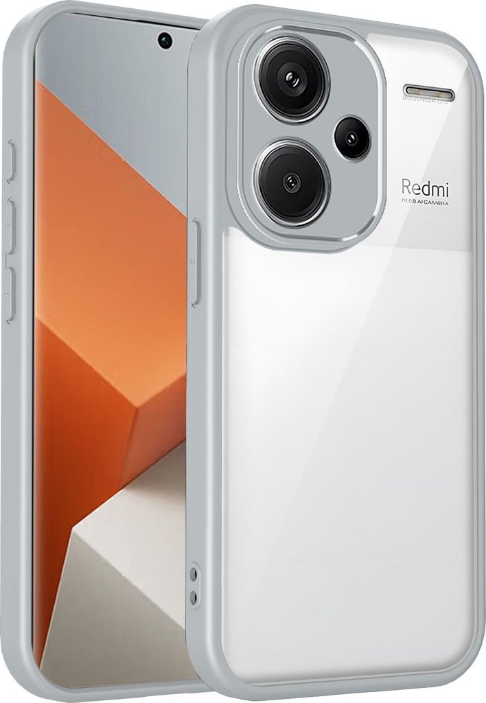 Hülle für Xiaomi Redmi Note 13 Pro Plus Transparente Rückseite TPU Bumper Stoßfest Handyhülle Grau