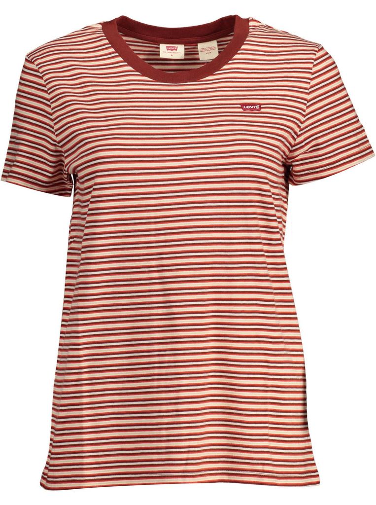 Damen Kurzarm T-Shirt Rot mit Logo und Rundhalsausschnitt