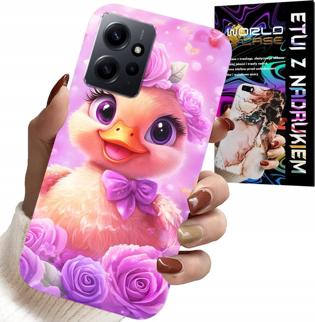 Hülle Für Xiaomi Note 12 4G - Süsse Ente, Ente Auf Rosa Hintergrund