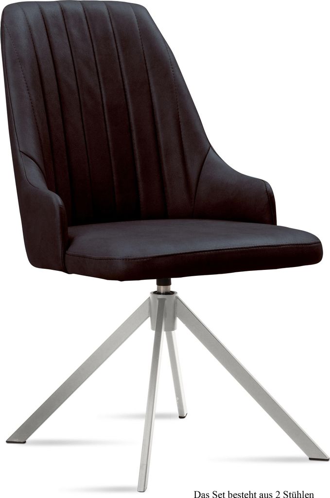 Esszimmerstuhl drehbar (2er-Set) Davorka 52x91x60 Edelstahl/Espresso