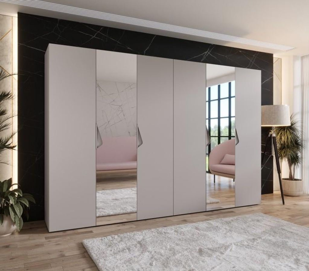 Eleganter Spiegelschrank 300 cm AMARIS 2 - Kaschmir / Kaschmirgriffe