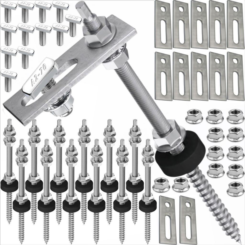 3 Module Montageset Stockschraube 25cm Hammerkopf 22,8
