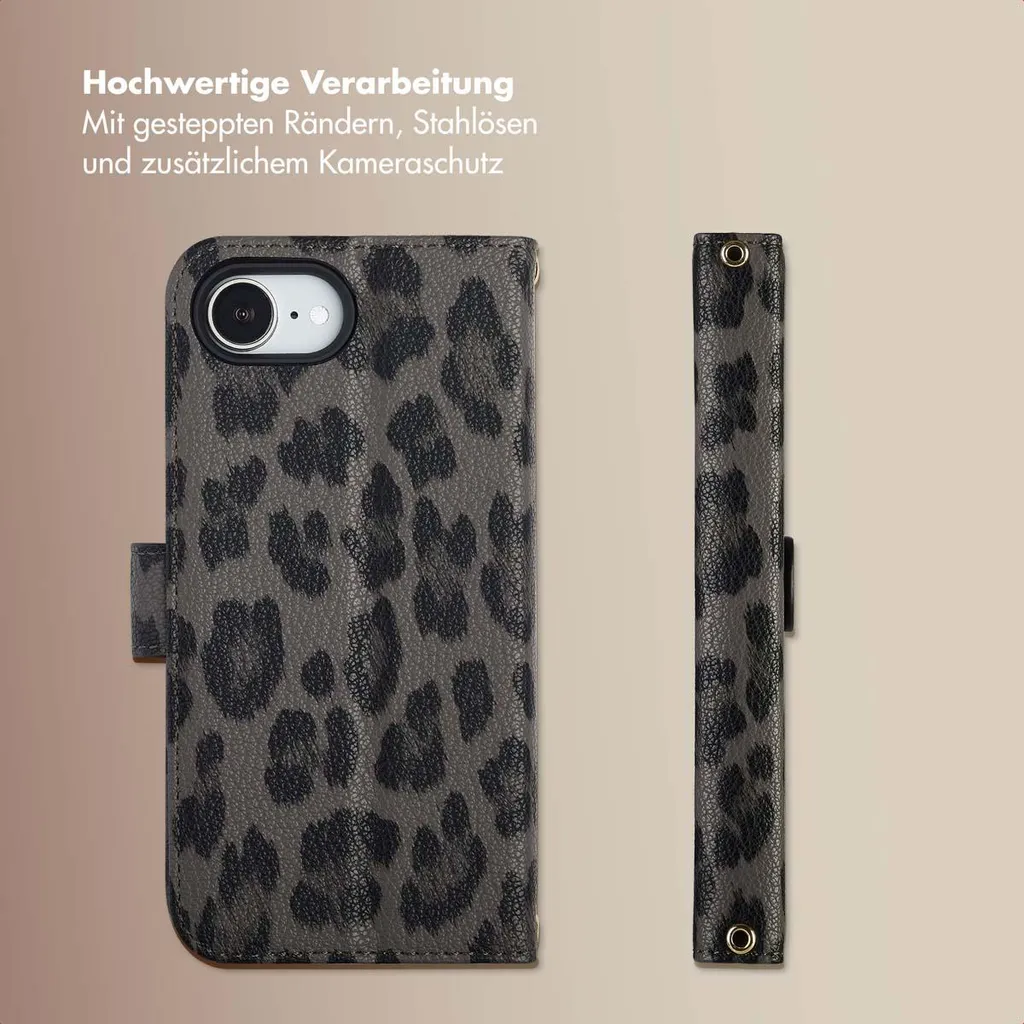 Custodia a Libro iPhone 16e Selencia Sabi | Nera Leopardata Elegance - 5