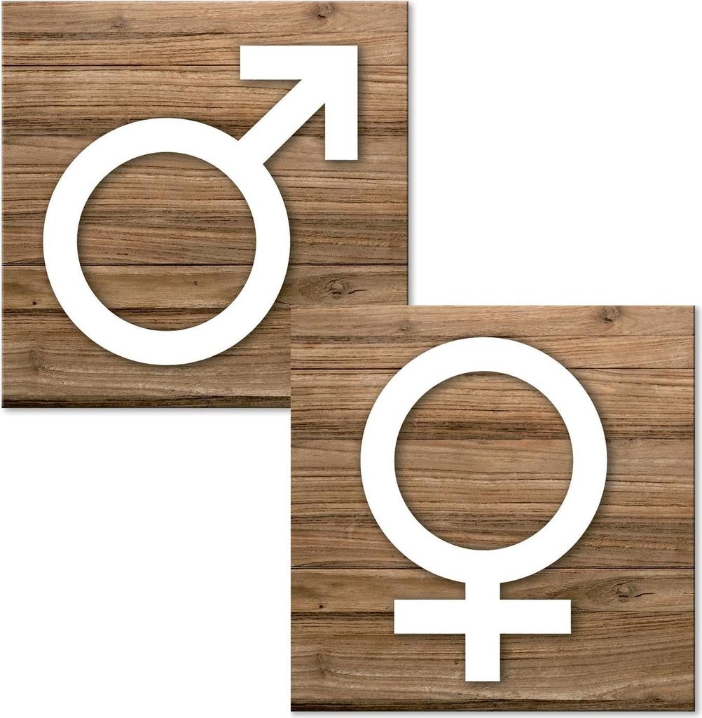 WC-Schilder Set für Damentoilette + Herrentoilette 12 x 12 cm Frauen + Männer - Türschilder mit Klebepunkten