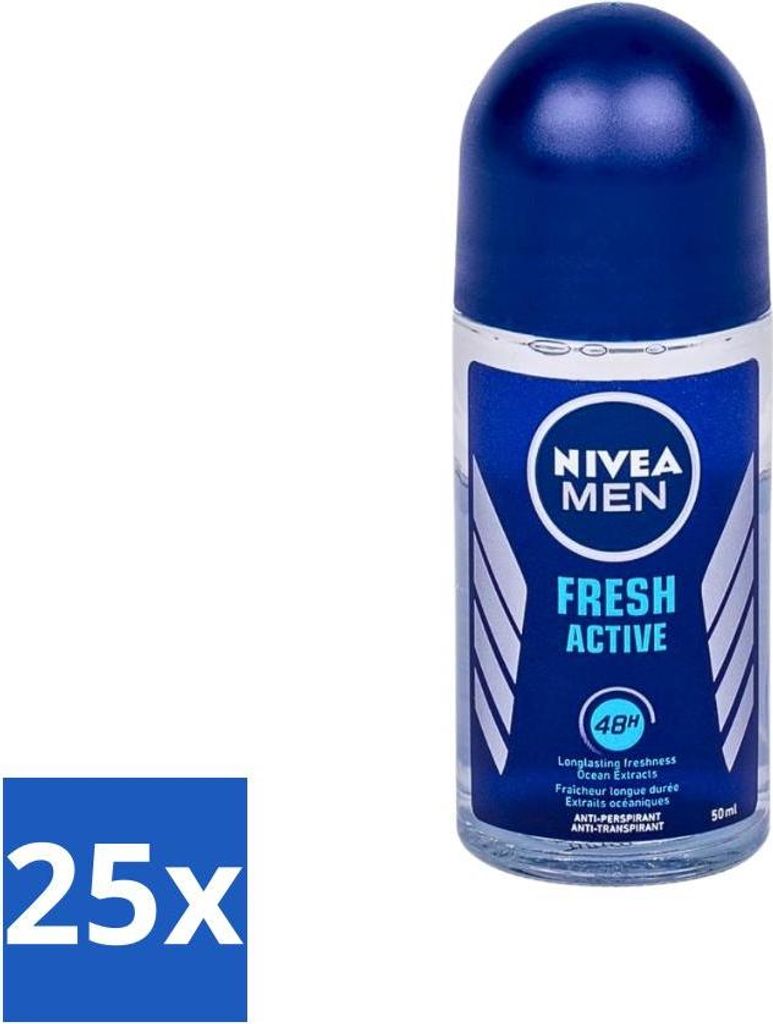 Nivea - Fresh Active Roll-On - Antitranspirant - 48 Stunden Wirkung - 50 ml - Vorteilspack - 25 Stücke