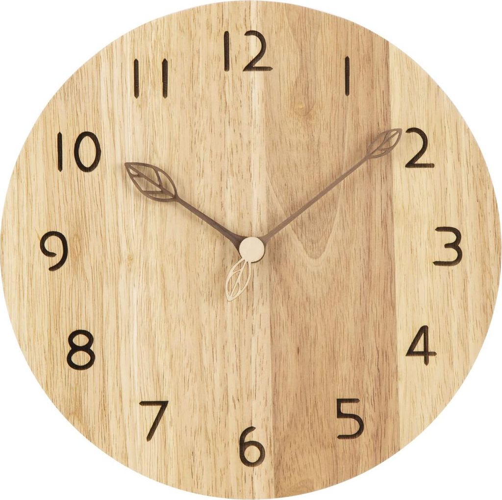 Wanduhr 30x30cm aus Massivholz, lautlos, batteriebetrieben, Produktbild 