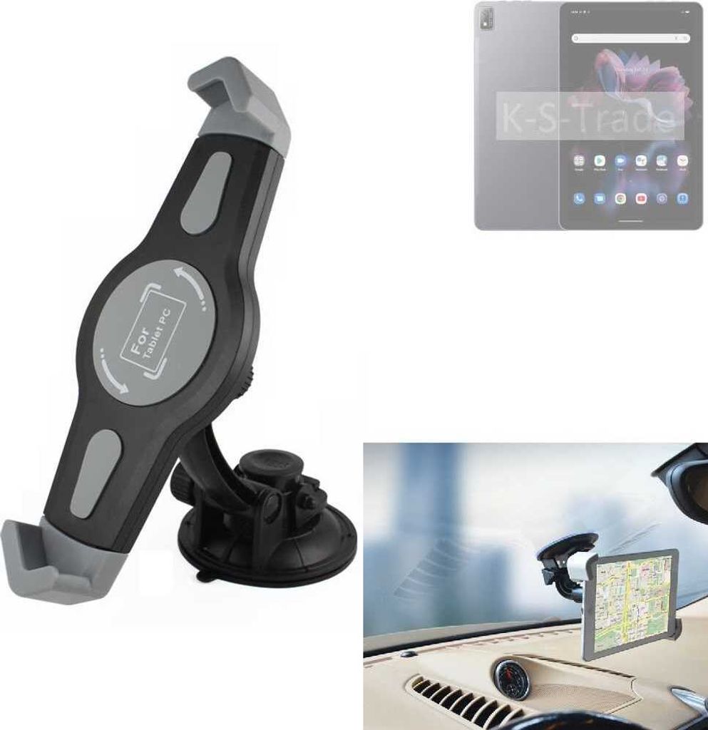 K-S-Trade Scheiben-Halterung für Tablets kompatibel mit Blackview Tab 16 KFZ Tablet Saugnapf Auto Halterung Windschutzscheibe Holder Halter