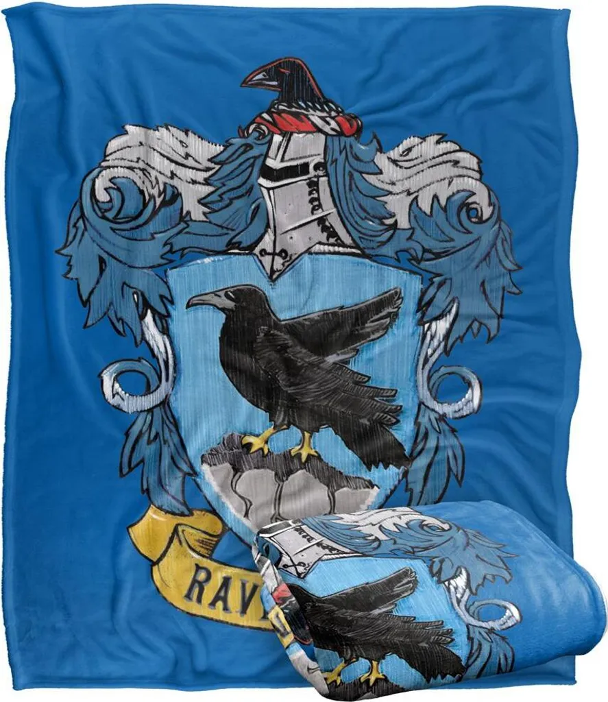Couverture Harry Potter Ravenclaw Armoiries Cousues Bleue Taille Unique
