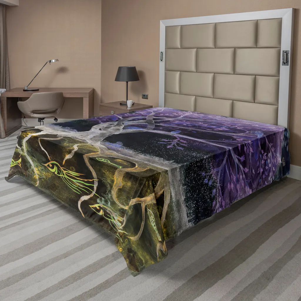 Drap de Lit ABAKUHAUS Arbre de Vie Psychédélique 244x205cm Multicolore