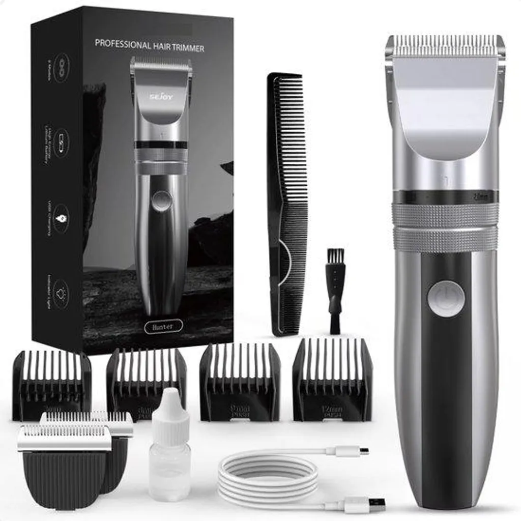 Tondeuse à cheveux sans fil pour homme J&R - 5 niveaux de coupe noir