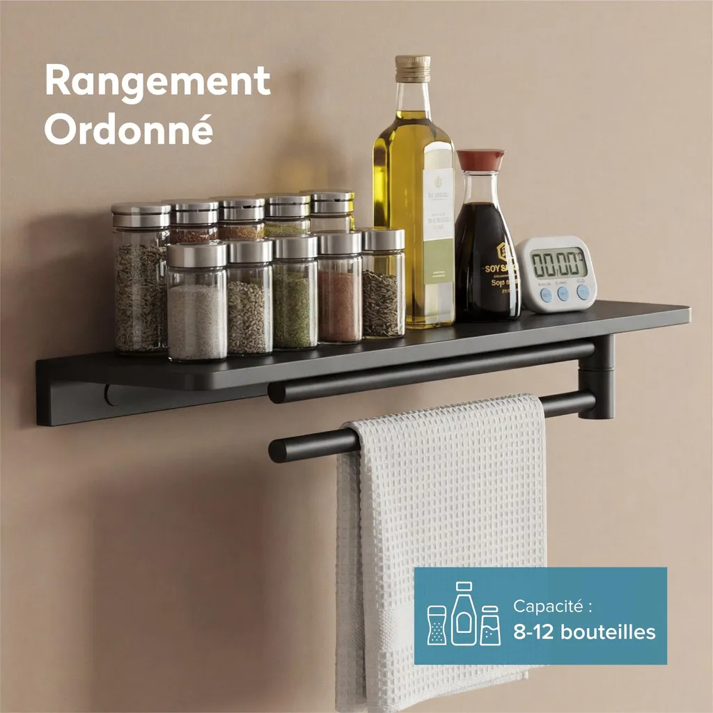 Étagère de douche et porte-serviettes gris pour optimiser l'espace - 6