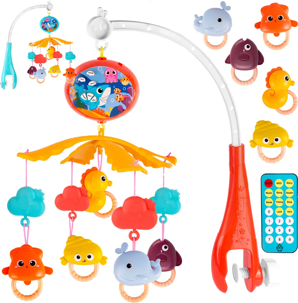 MalPlay Mobile Musical Bébé avec Projecteur et Télécommande pour Lit