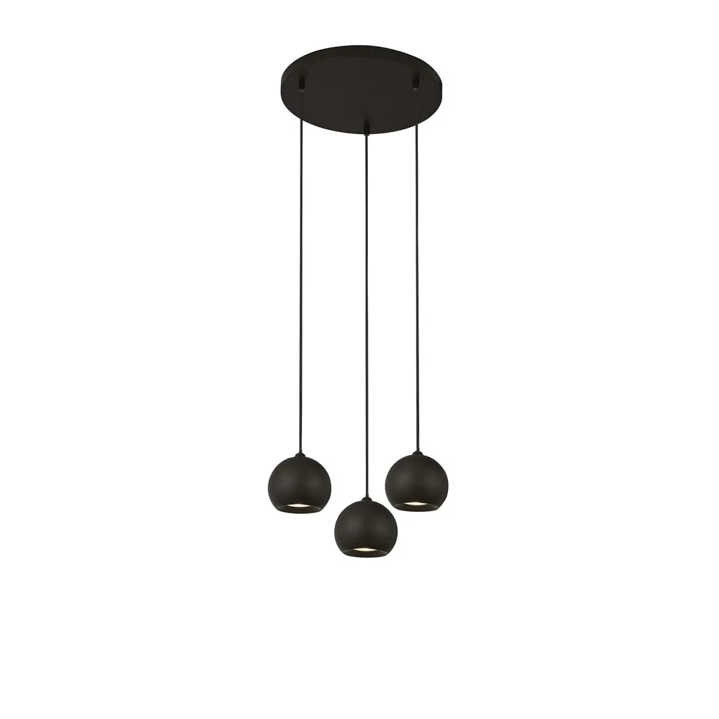 Suspension Triple Eindhoven Noir Mat Multi Drop avec Câbles Réglables