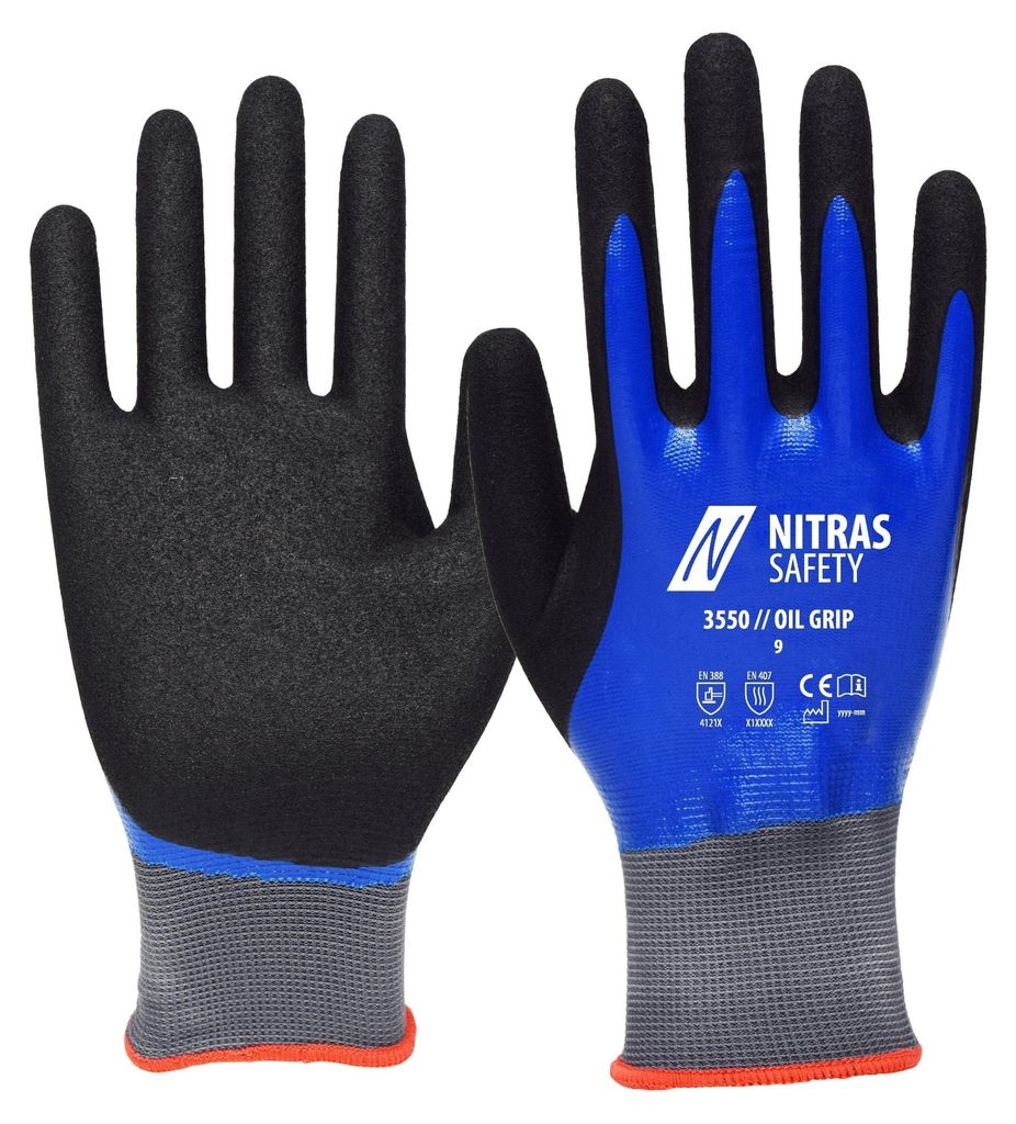 NITRAS Nylonhandschuh OIL GRIP 3550 vollbesch. Nitril, Produktbild 