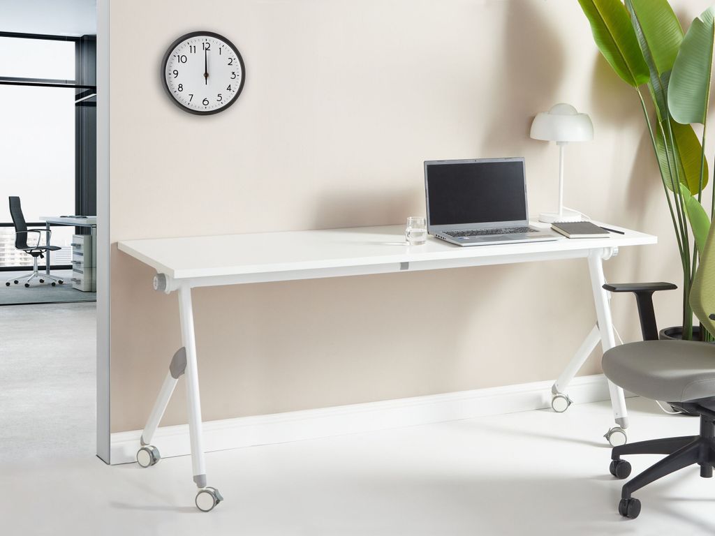 BELIANI Schreibtisch Weiß 180 x 60 cm Klappbar Faltbar mit Produktbild 2