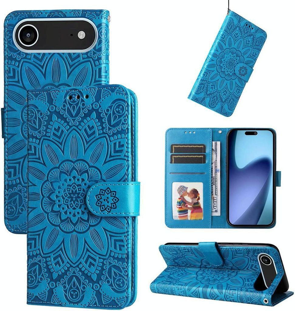 Mobigear Sunflower iPhone Air Hülle Klapphülle Geldbörse - Blau