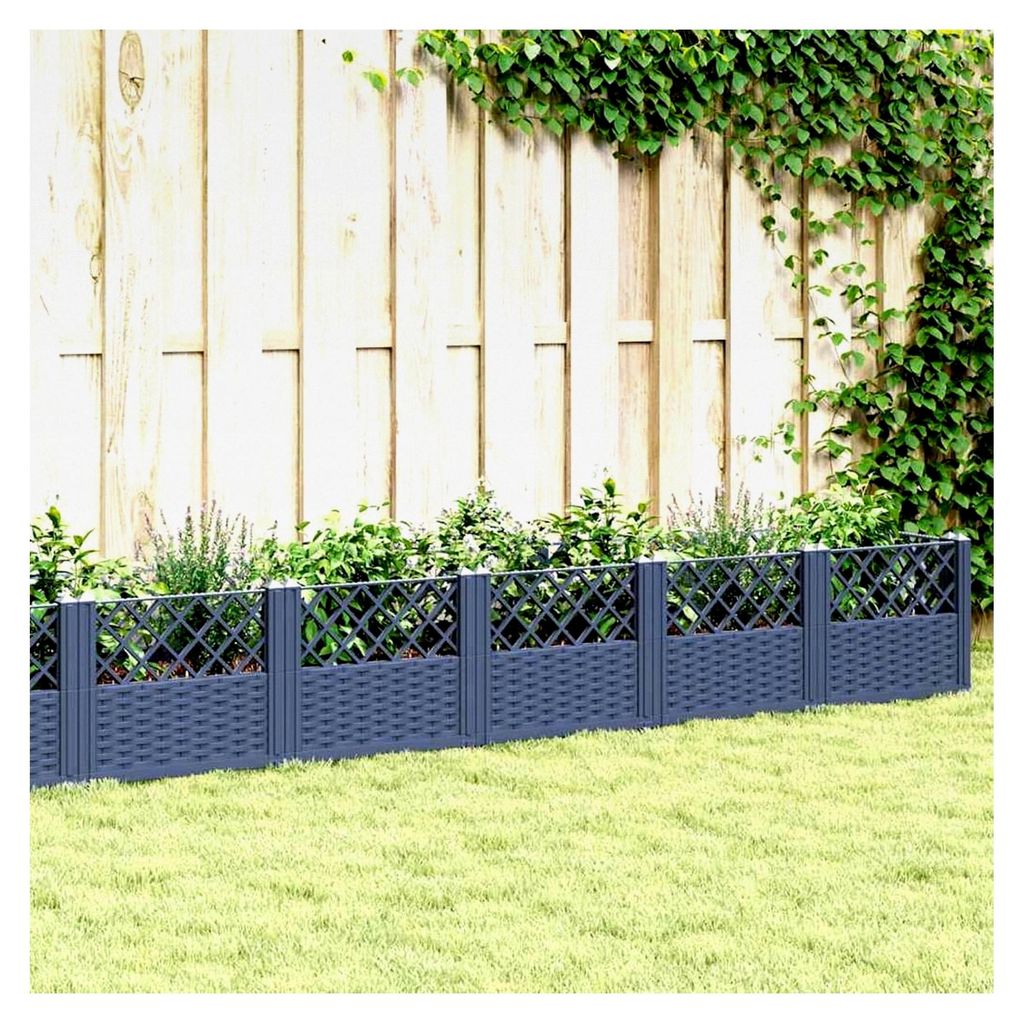 Pflanzkästen mit Erdspießen in Blaugrau 363,5 x 43,5 x 43,5 cm aus PP