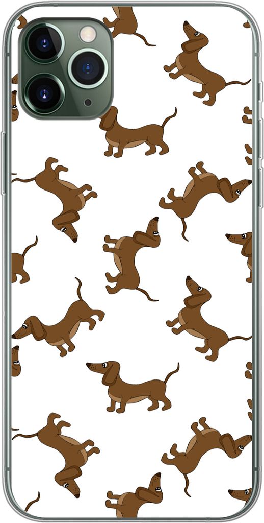 MuchoWow Handyhülle Schutzhülle Hülle für Telefoonhoesje iPhone 11 Pro Max Muster - Hund - Dackel - Jungen - Mädchen - Kinder - Kinder Silik...