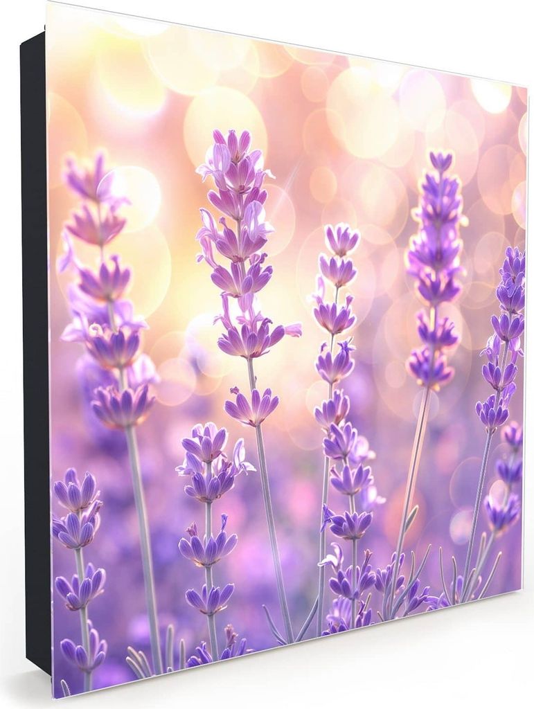Nachbildung-Schlüsselkasten, Magnetpinnwand und Memoboard mit Glasfront Motiv Lavendelblütenfeld