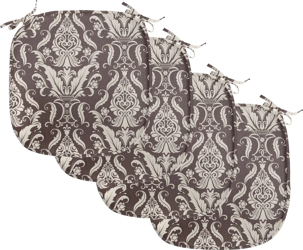 ABAKUHAUS Housse de Chaise Damassée Imperméable 40x40cm Brun Foncé Lot 4
