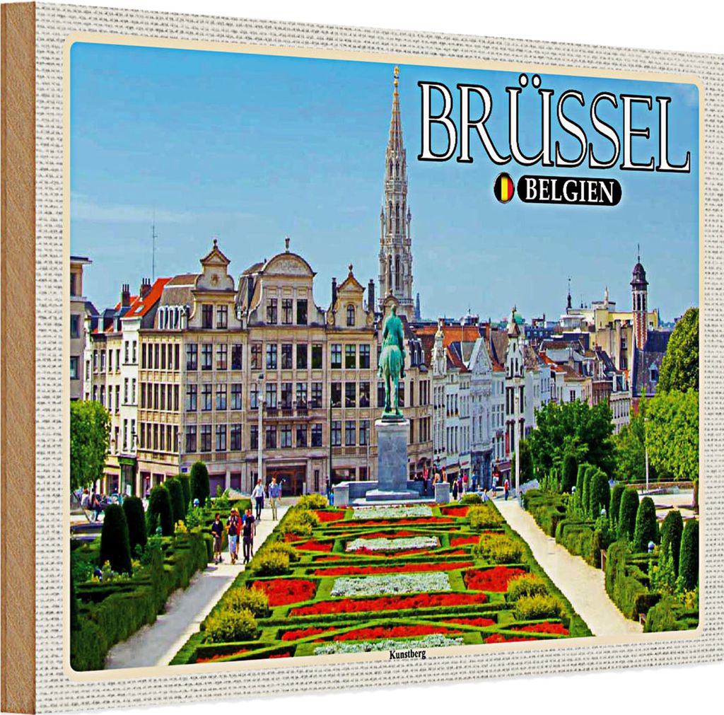 Holzschild Reise 30x20cm Brüssel Belgien Kunstberg
