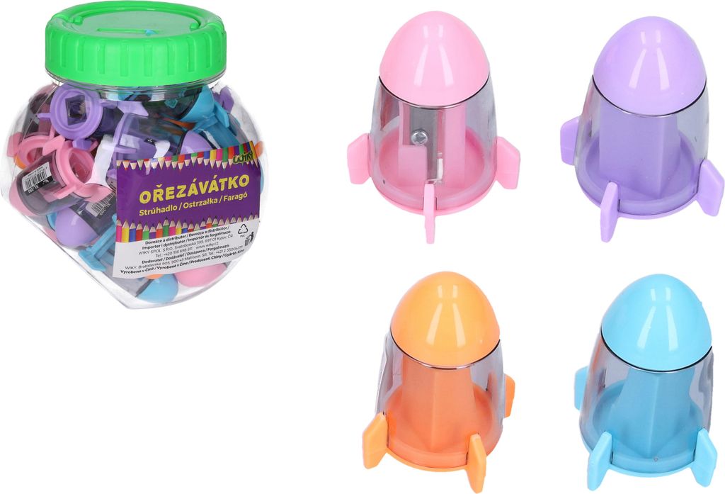 Anspitzer für einen Bleistift mit Behälter + Radiergummi – Raumschiff