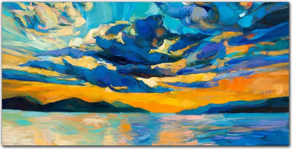 Coloray - Bild aus Glas - 120x60 cm - Küche wanddekoration Dekoration wohnzimmer gehärtetes Glas glasblock mit bild - Sea Sonnenuntergang Himmel