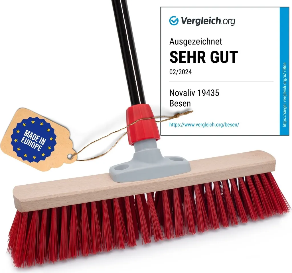 Novaliv Scopa Stradale 40cm Elaston - Scopa da Esterno con Manico