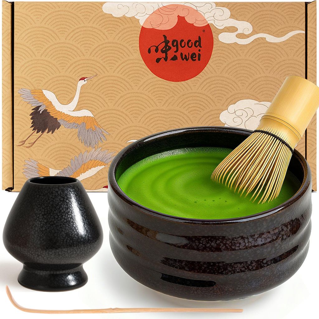 Matcha Set "Tetsu" mit Schale, Besen & Besenhalter – edles Set für Matcha-Zeremonie und stilvollen Teegenuss