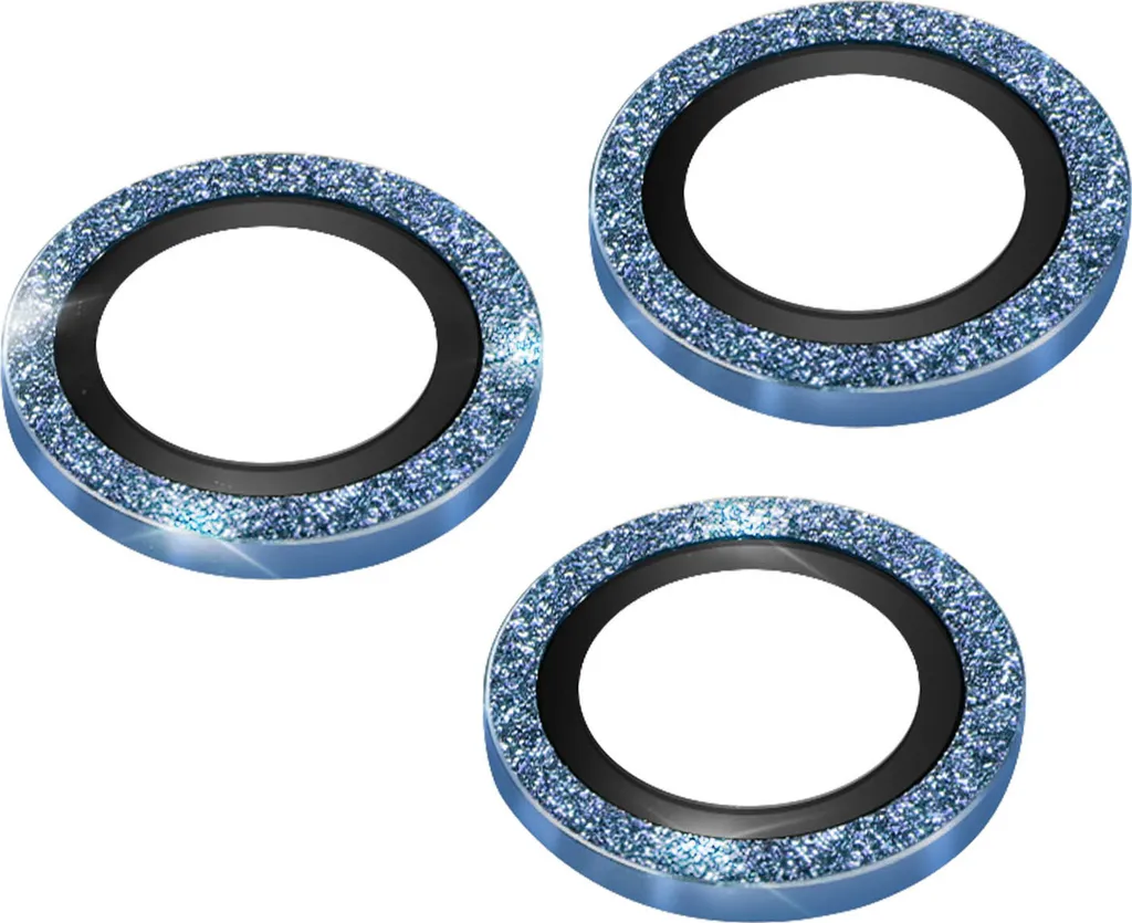 Protezione Fotocamera iPhone 14 Pro Max Vetro Glitter Blu 0.2mm