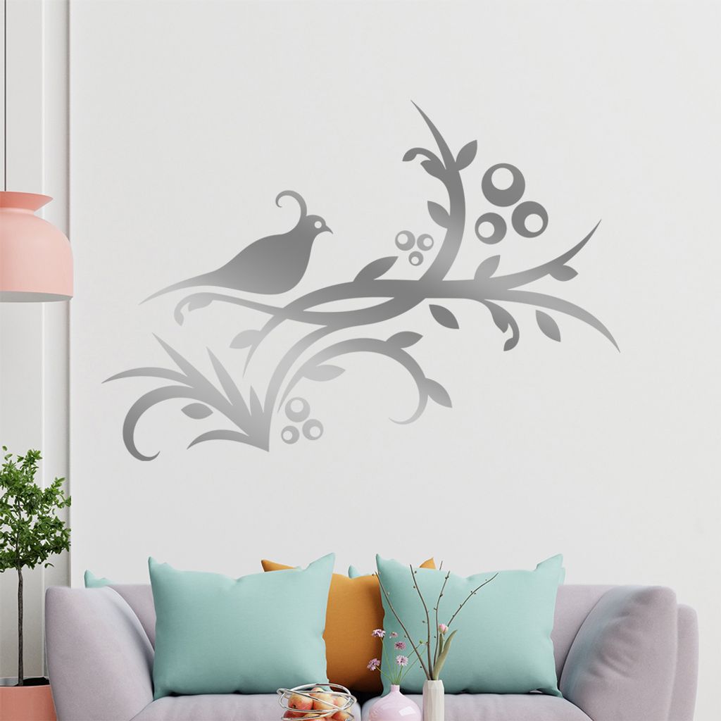 Vogel Ranke Blüte Wandtattoo in 6 Größen - Wandaufkleber Wall Sticker - Dekoration, Küche, Wohnzimmer, Schlafzimmer, Badezimmer
