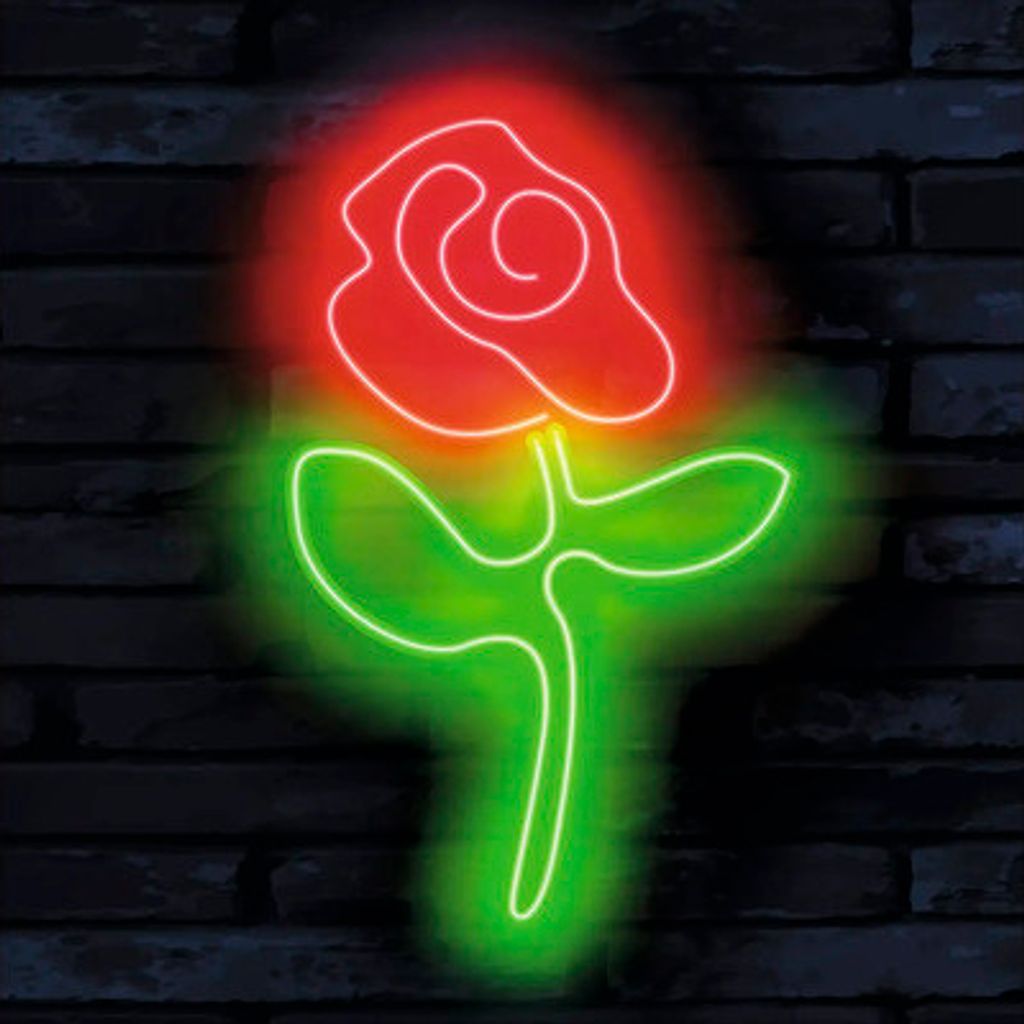 Glasbild Neon Rose 50x50 cm