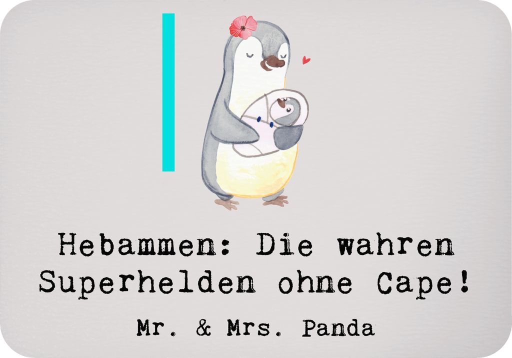 Mr. & Mrs. Panda Kühlschrankmagnet Hebamme Superheld - Grau Pastell - Geschenk, kreative Geschenke, Berufe, Hausgeburt, medizinische Betreuung, ma...