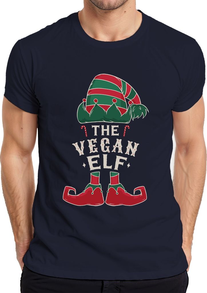 Vegan Elf Veganer - Weihnachten Weihnachtsgeschenk Christmas Herren T-Shirt, Navy, 3XL