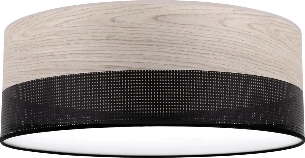 Plafonnier Wood Plexi noir 40cm et bois de chêne blanchi culot E27