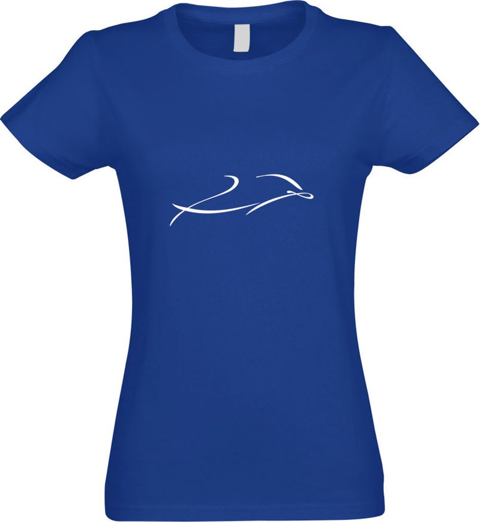 Kiwistar - T-Shirt tailliert - Damen - royal - Delfin - mit Motiv Bedruckt - Funshirt Design - Sport - Freizeit - Damen - S