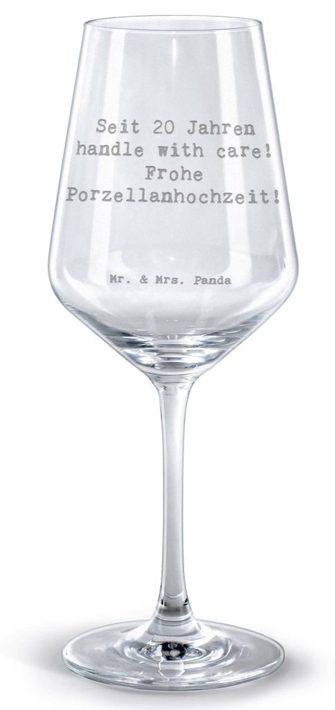 Mr. & Mrs. Panda Kelch Spruch 20. Hochzeitstag Porzellanhochzeit - Transparent - Geschenk, Weinglas, Heirat, Heiraten, Feier, glas für rotwein, Li...