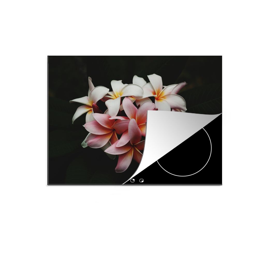 KitchenYeah Herdabdeckplatte Blumen - Rosa - Schwarz - Flora - Botanisch , 75x52cm, Küche Deko, Glaskeramikkochfeld Herdabdeckung, Abdeckplatte ...