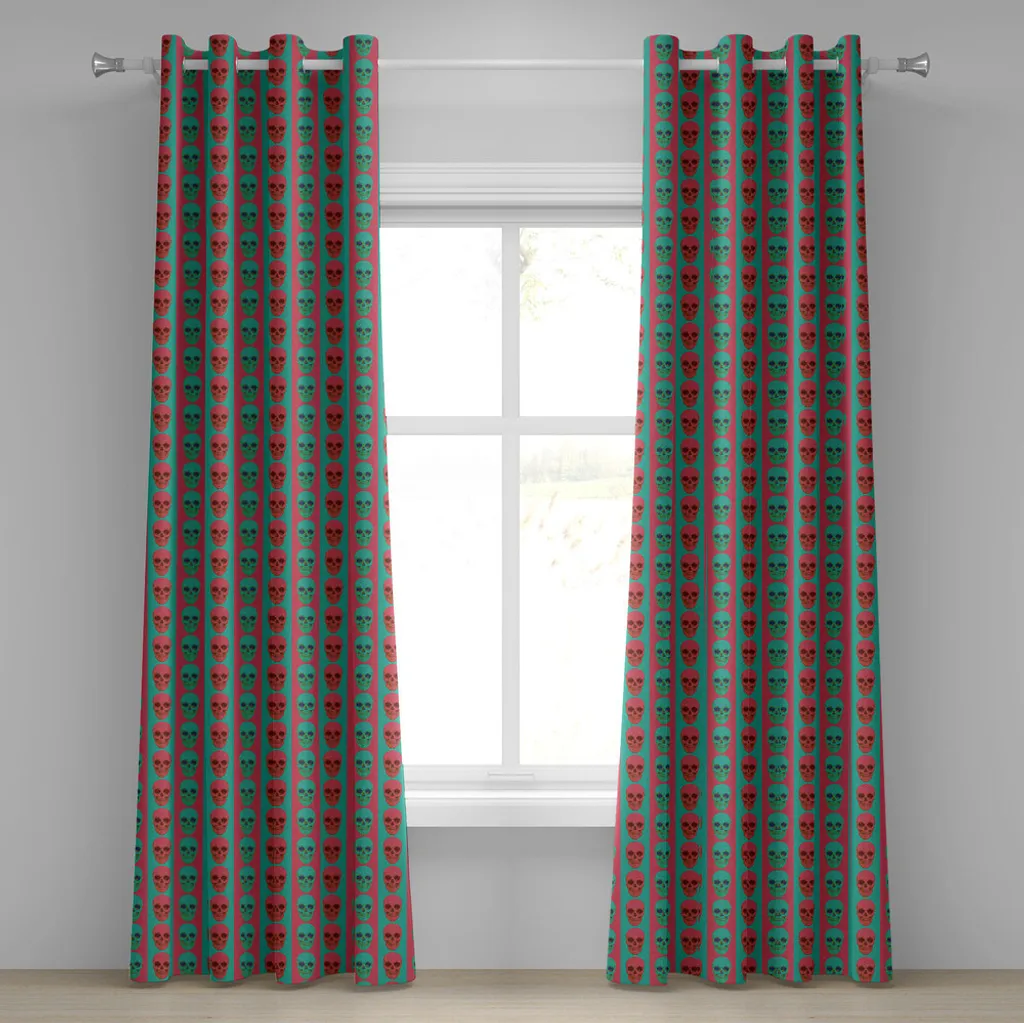 Rideau à œillets ABAKUHAUS motif crâne numérique 2 panneaux 280x245 cm