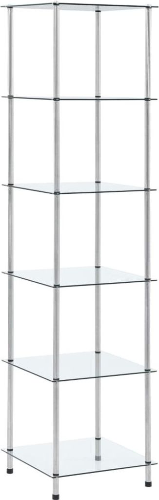 Regal mit 6 Ablagen Transparent 40x40x160 cm Hartglas