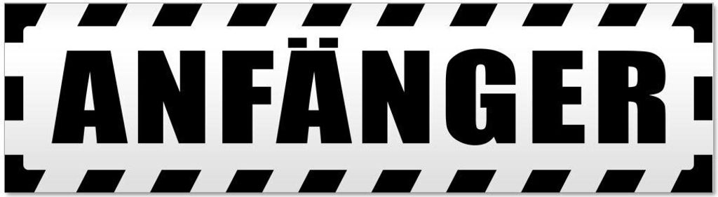 Kiwistar Anfänger gestreift Magnetschild Schild magnetisch - 30cm Schwarz - Magnetfolie für Auto PKW Kfz