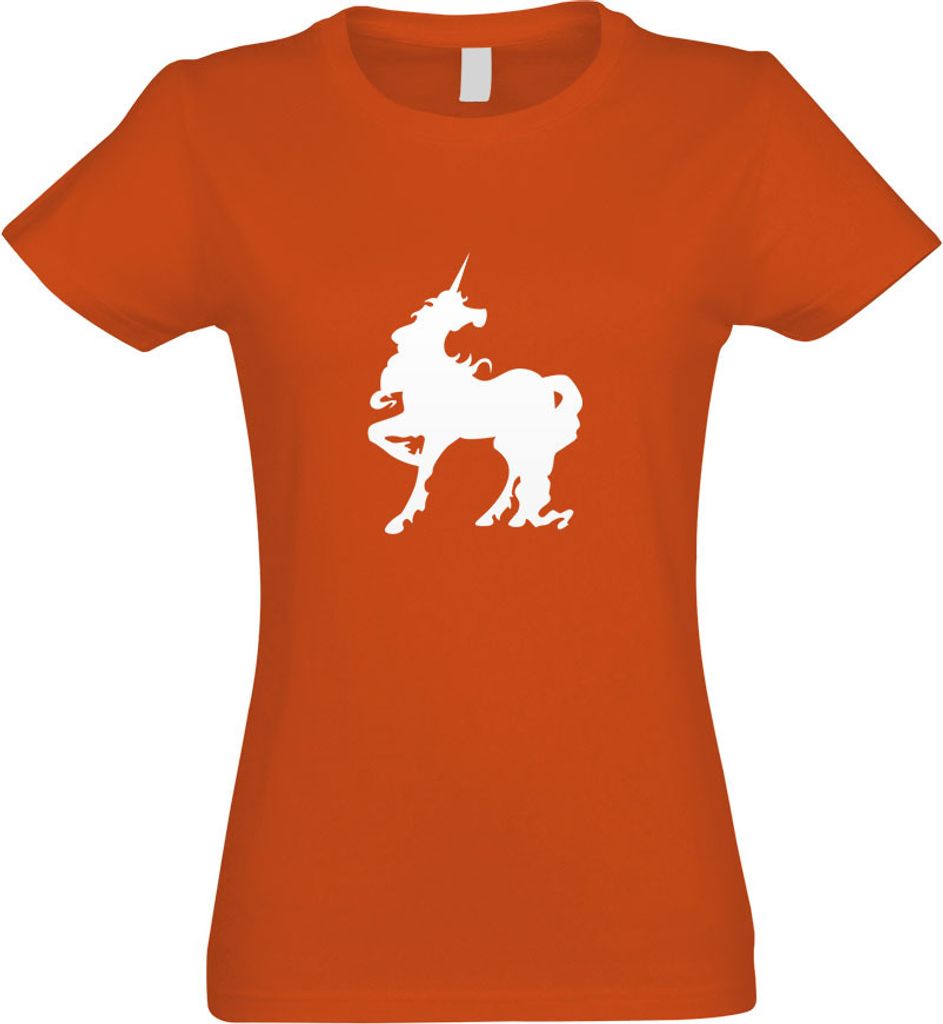 Kiwistar - T-Shirt tailliert - Damen - orange - Einhorn - mit Motiv Bedruckt - Funshirt Design - Sport - Freizeit - Damen - XL