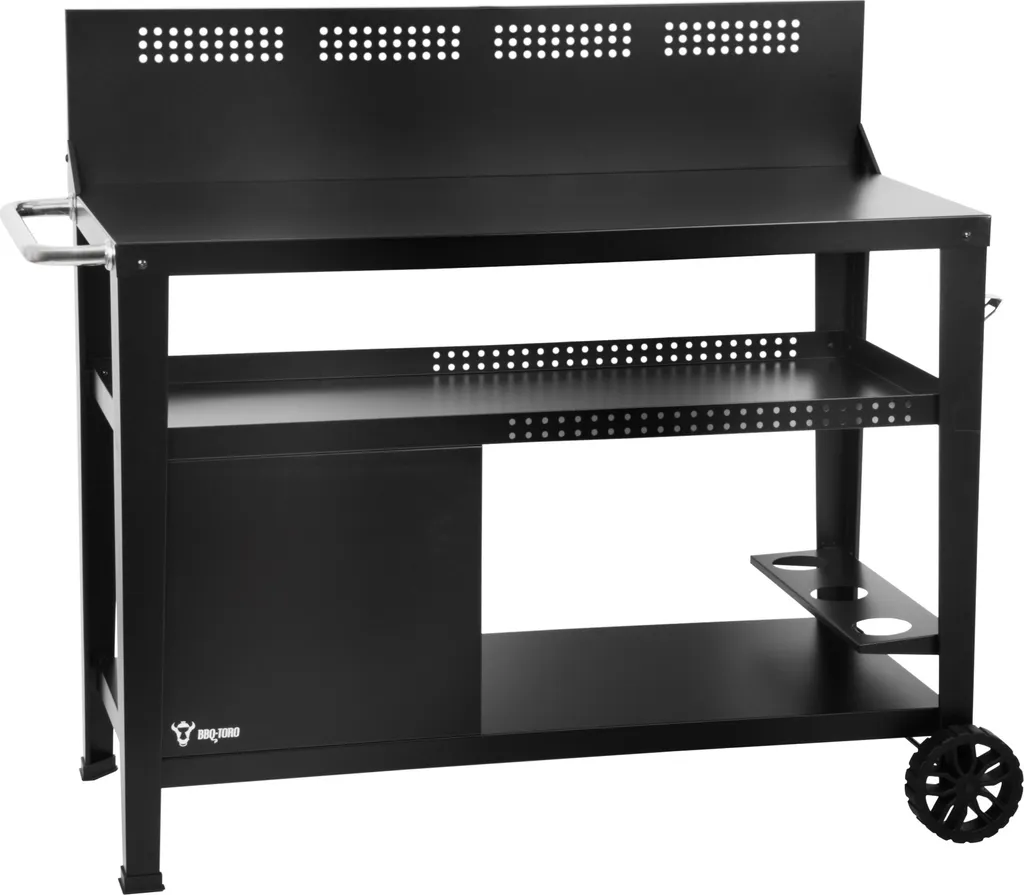 BBQ-Toro Chariot de gril 125x57x104 cm noir avec protection vent