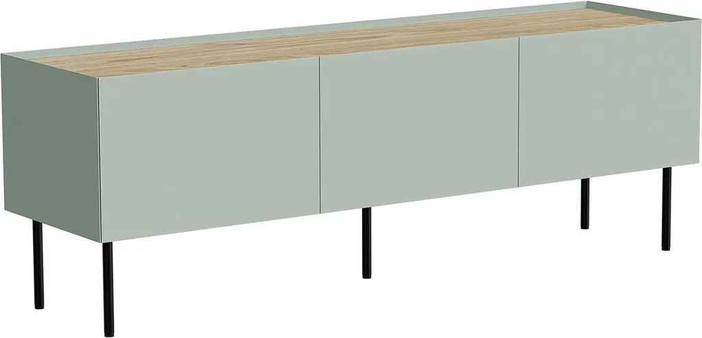 Banc TV Calanna en Métal Vert 150 cm pour Grand Écran de Salon Moderne