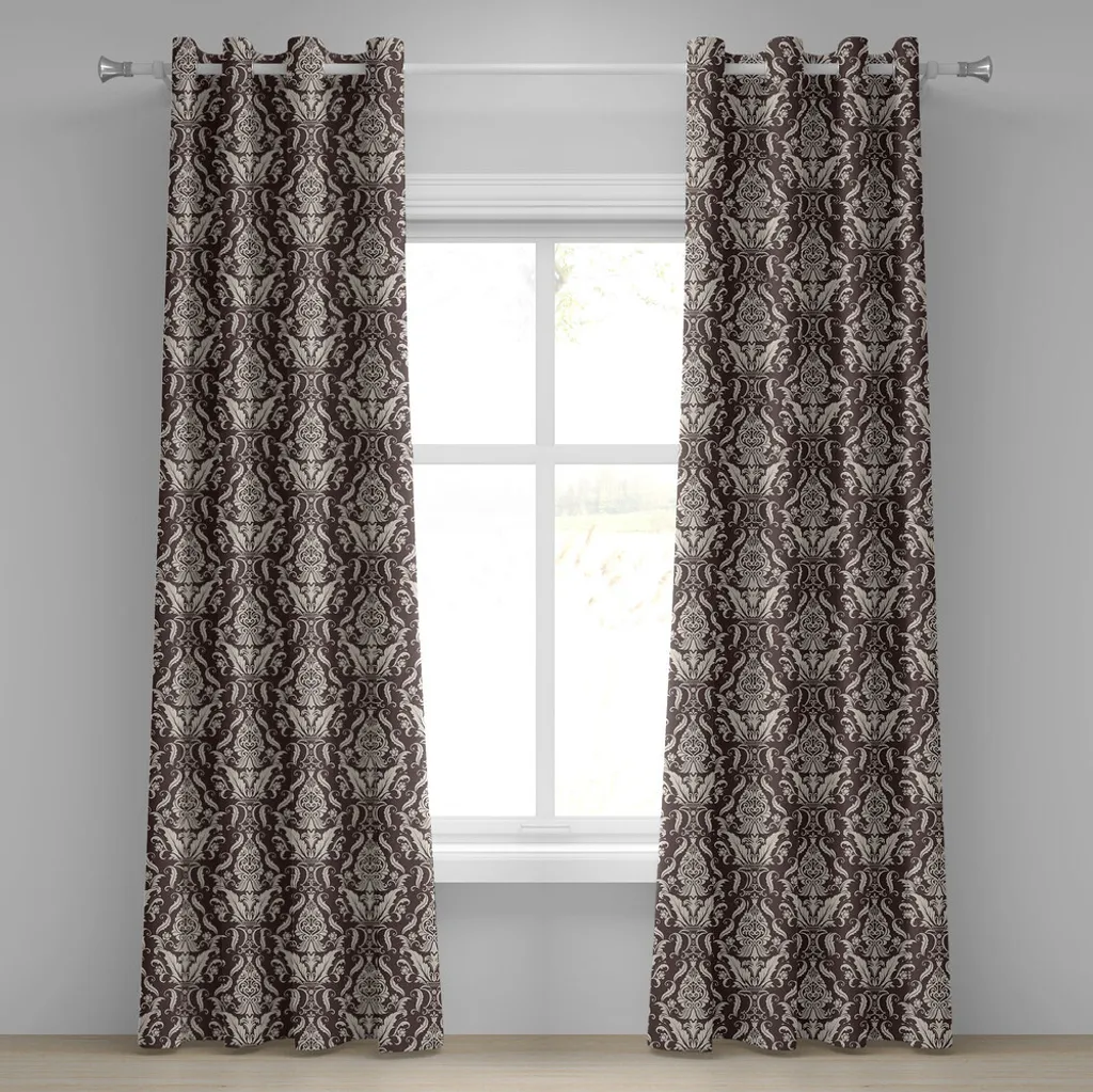 Tenda Damascata ABAKUHAUS 280x225 cm - Decorazione Vintage Marrone Crema