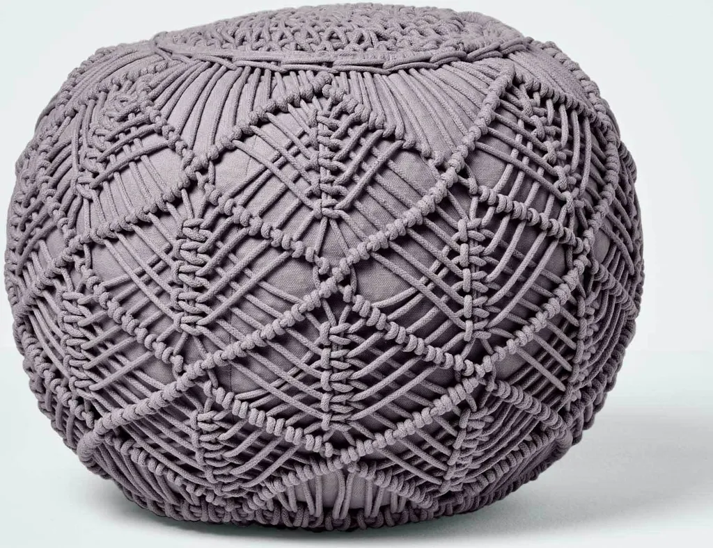 Pouf grigio Homescapes 40x50 cm - Poggiapiedi in cotone ultra-resistente
