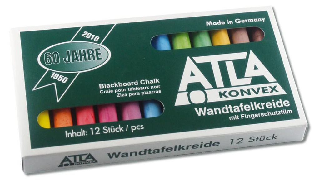 ATLA Konvex Tafelkreide 12 Farben staubfrei bruchfest  Produktbild 