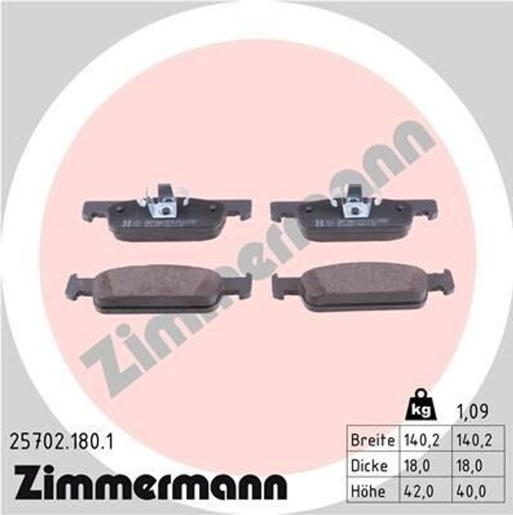 ZIMMERMANN 25702.180.1 - Bremsbeläge für Logan, Sandero, Twingo III (BC), Forfour (453), Fortwo Cabriolet (453), Fortwo (453)