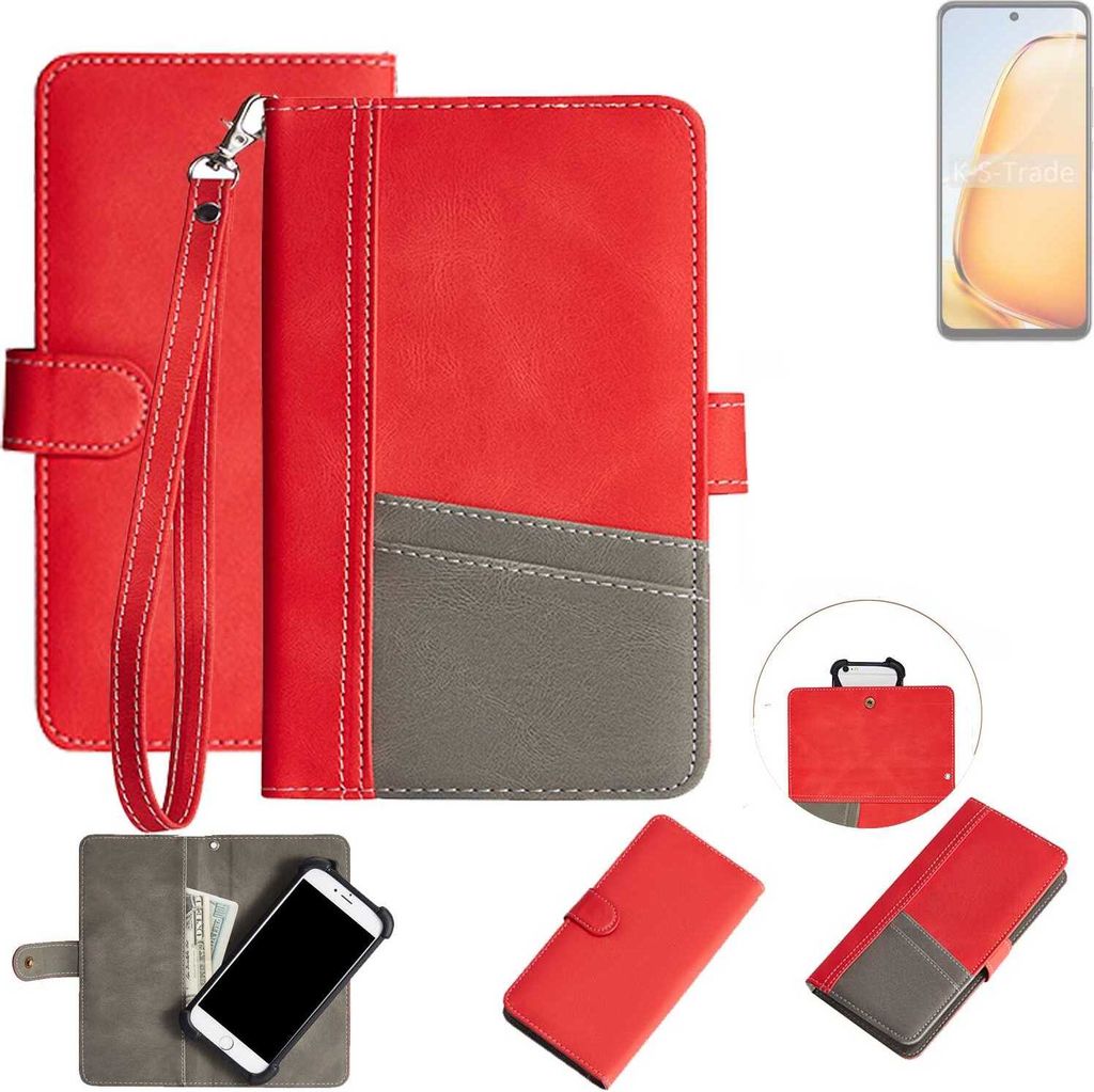 K-S-Trade Handy Schutzhülle für Vivo Y28 4G Hülle Portemonnee Brieftasche Klapphülle Kartenfächer Flip Wallet Case Etui